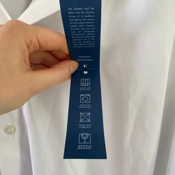 MIZZEN+MAIN Leeward Shirt Men’s XL Standard Fit White Button Up Long Sleeve NWT - Picture 6 of 6